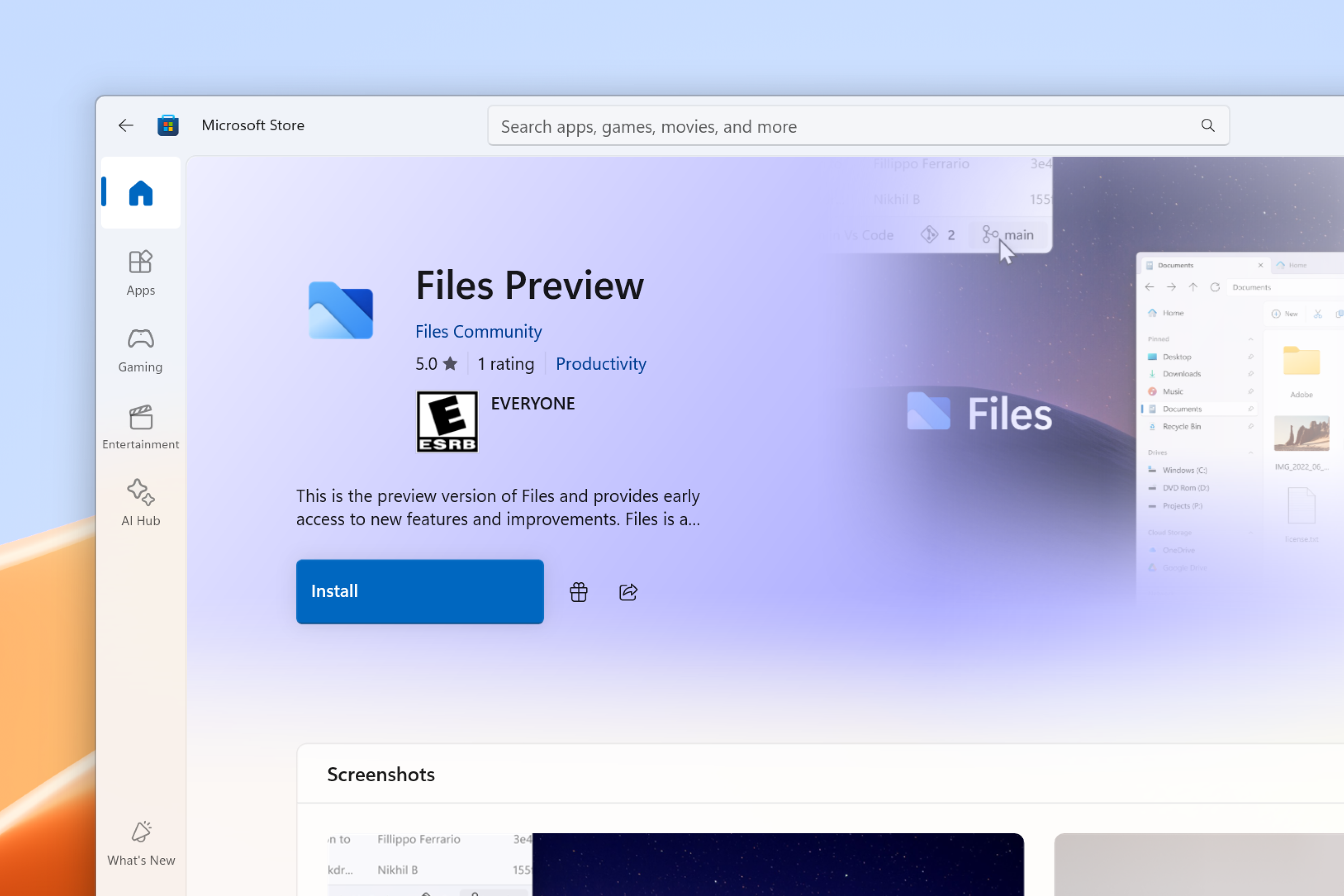 Files Preview now available on the Microsoft Store thumbnail
